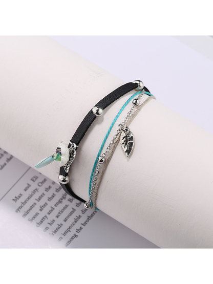 Lovra - Bohemian Leaf Pendant Beaded Bracelet