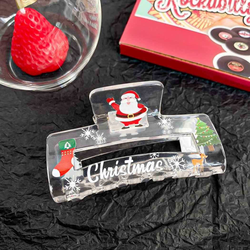 Beau - Christmas Theme Print Openwork Claw Clip