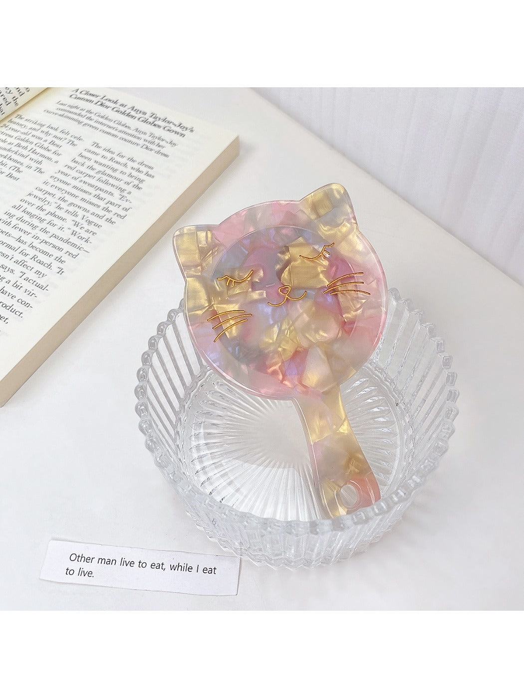 Mirroray - Acetate Cat Handheld Mirror Portable Vanity