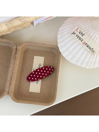 Beau - Oval Polka Dot Acetate Fiber Hair Clip