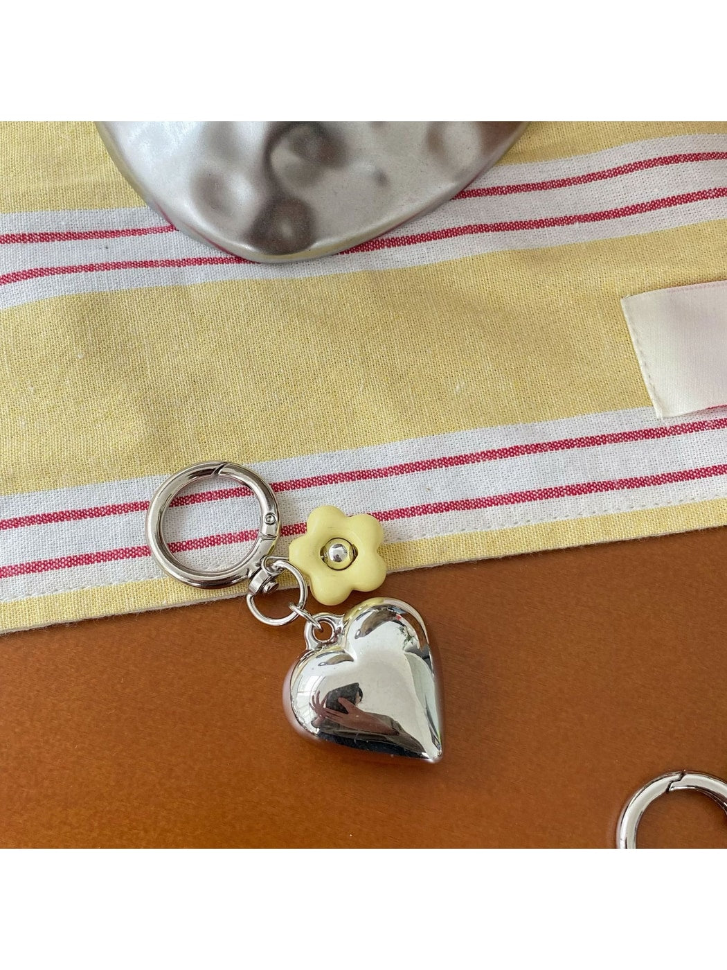 Keypus - Alloy Heart and Flower Bag Hanging Keychain