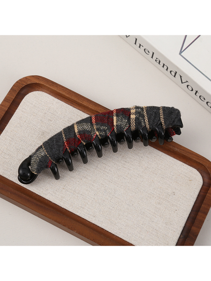 Beau - Minimal Striped Plaid Banana Clip
