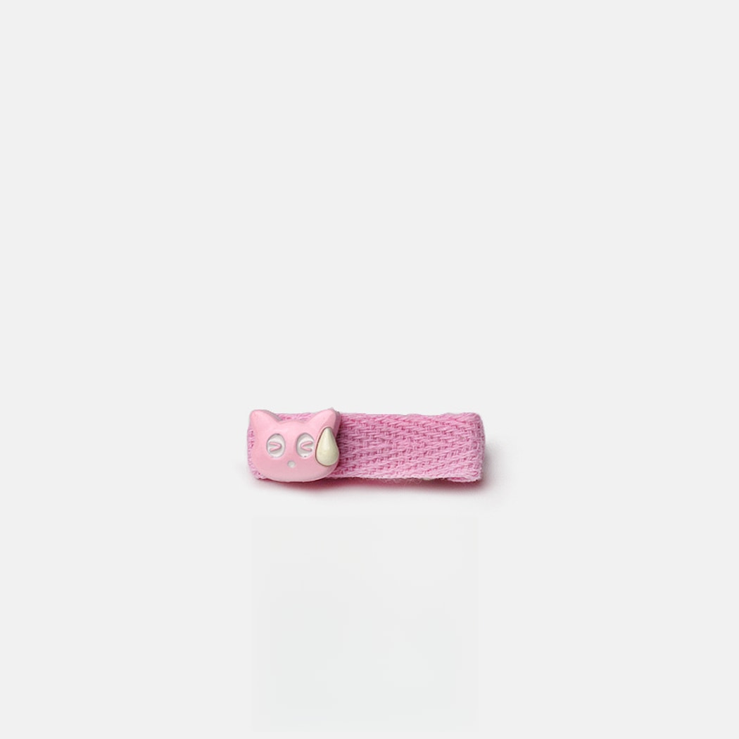 Beau - Cartoon Cat Motif Fabric Trim Hair Clip