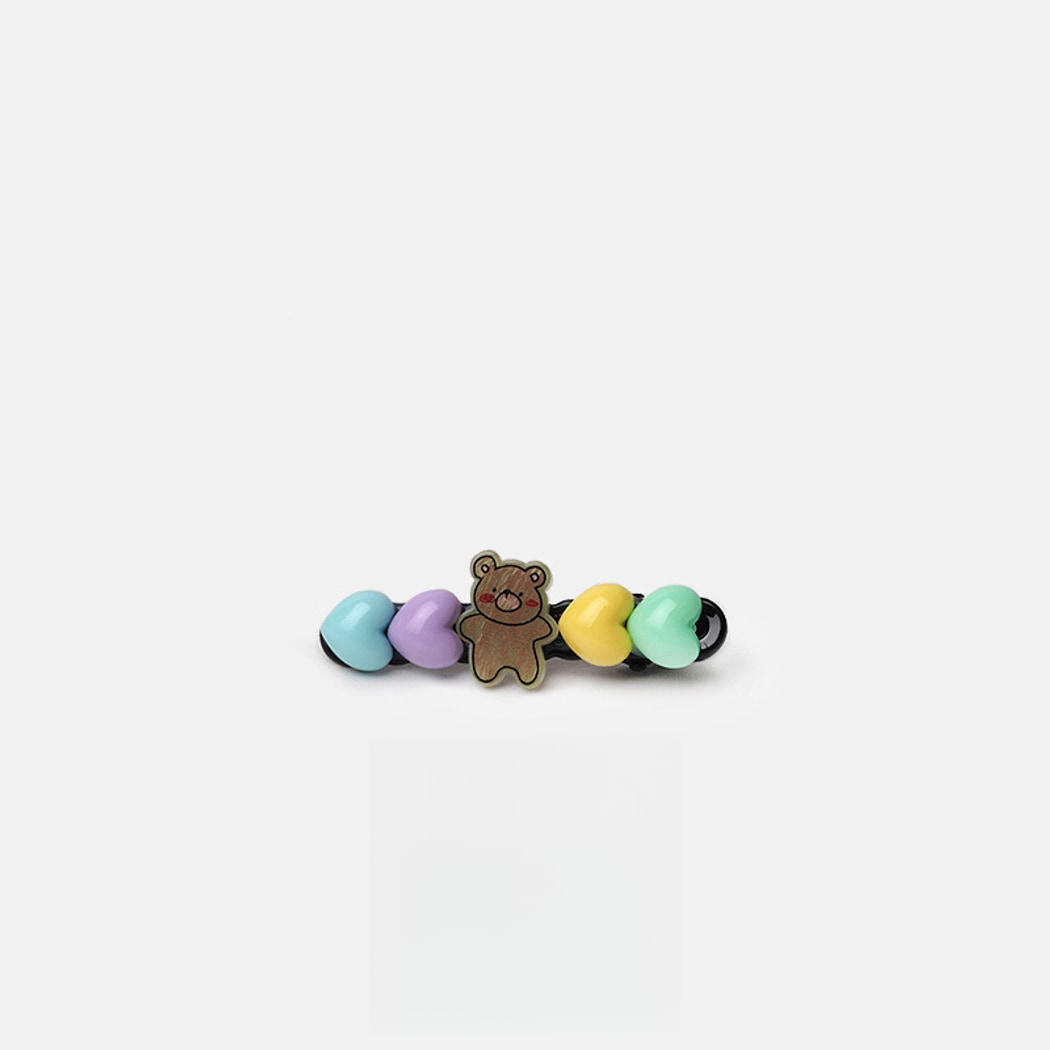 Beau - Cartoon Heart Bear Plastic Alloy Hair Clip
