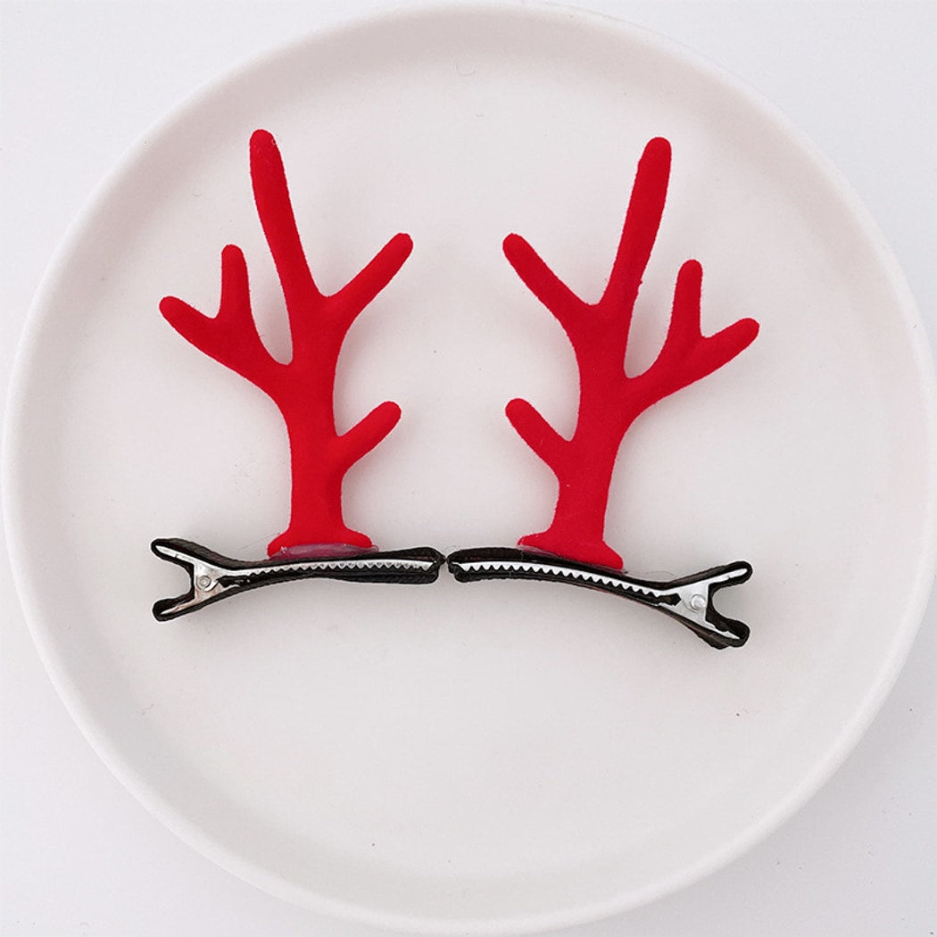 Beau - Christmas Deer Antler Glitter Bow Hair Clip