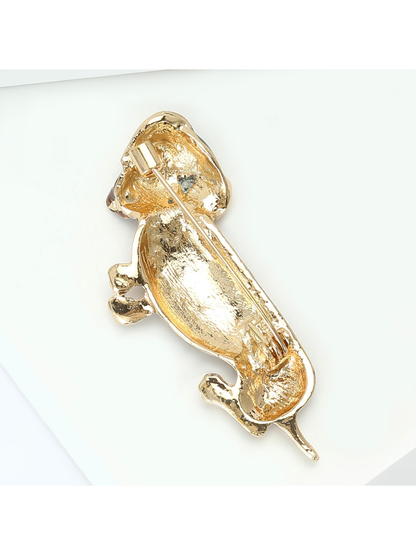 Brovia - Alloy Dog Shape Rhinestone Brooch Pin