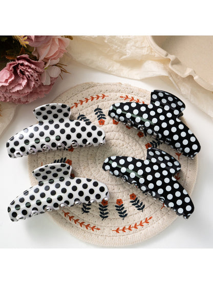 Beau - Elegant Solid Color Polka Dot Claw Clip