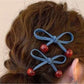 Beau - Cherry-Embellished Bow Hair Clip