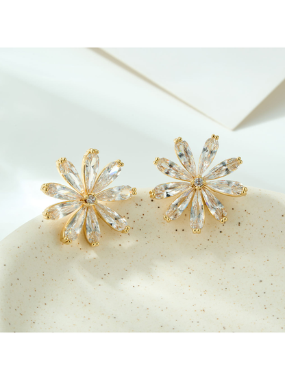 Earedge - Sweet Daisy Flower Stud Alloy Earrings Style