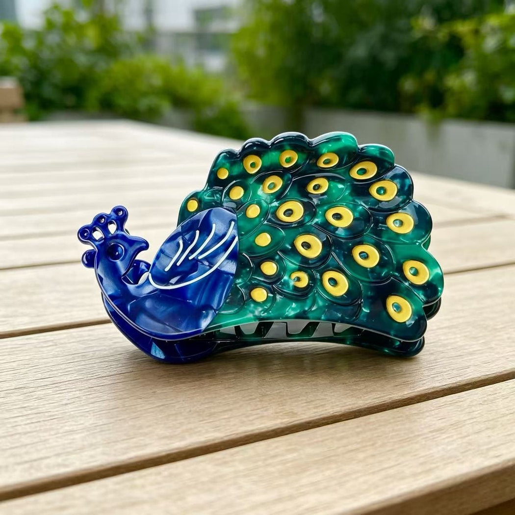 Beau - Decorative Peacock Style Acetate Claw Clip