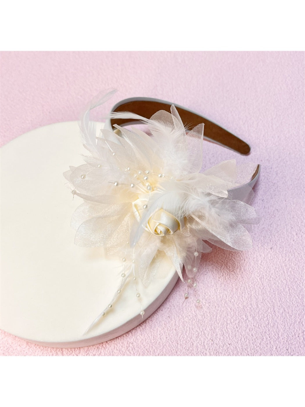 Gifty - Feather And Floral Embellished Headband