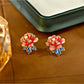 Earedge - Red Peony Floral Stud Earrings