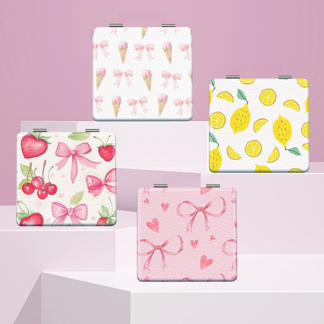 Mirroray - Foldable Fruit and Bow Print Makeup Mirror