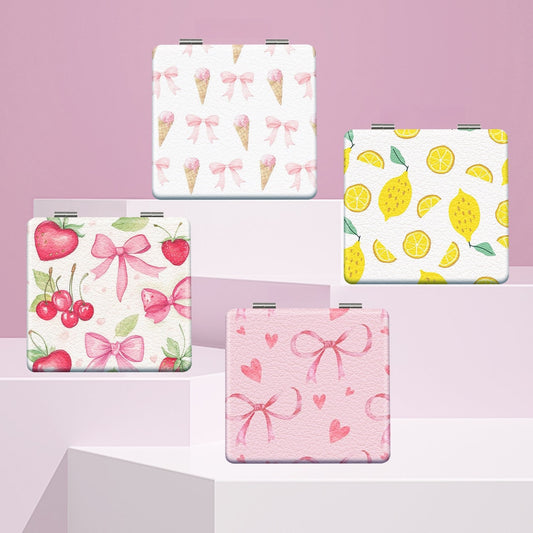 Mirroray - Foldable Fruit and Bow Print Makeup Mirror