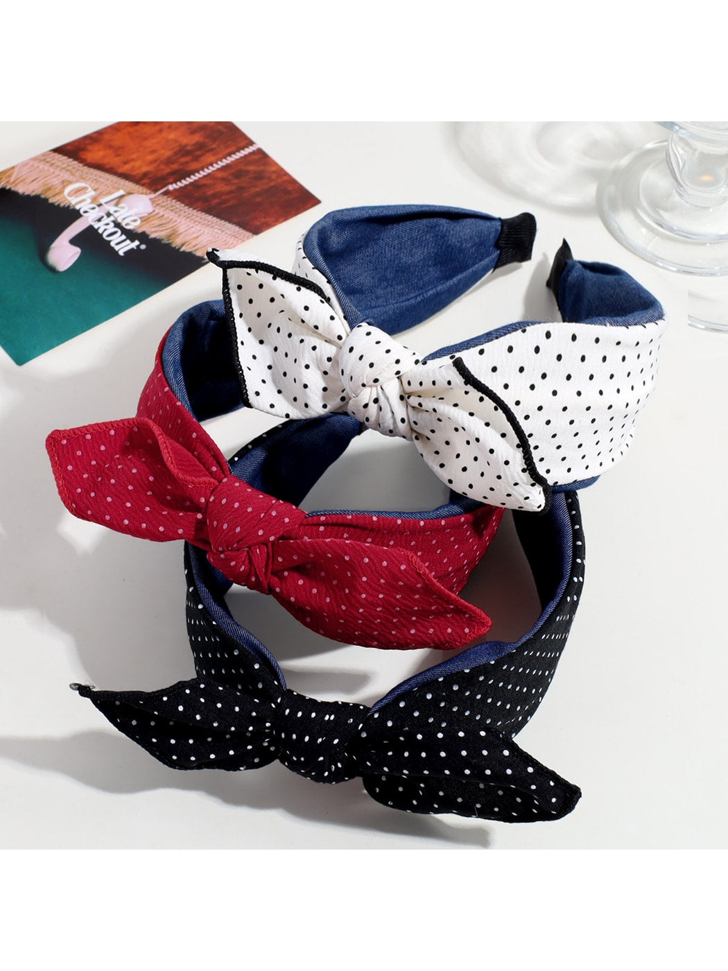 Gifty - Polka Dot Bow Wide Fabric Fashion Headband