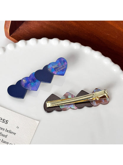 Beau - Acetate Heart-shaped Color Blocked Hair Clip