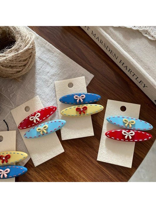 Beau - Cute Colorful Oval Hair Clips Set