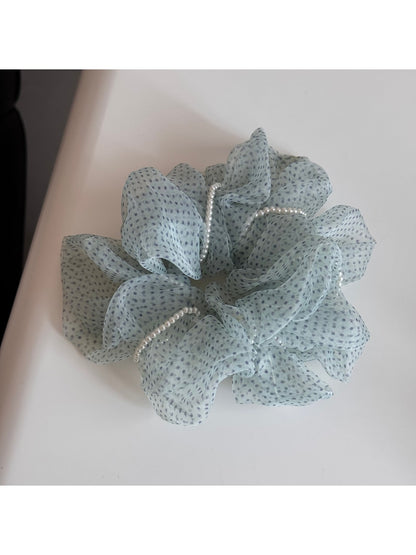 Gifty - Ruffled Polka Dot Sheer Look Scrunchie