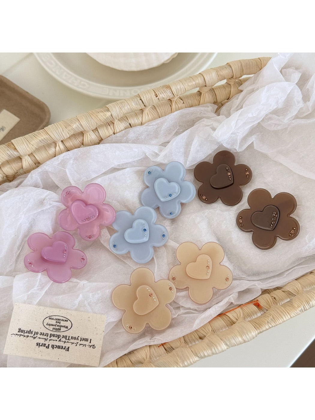 Beau - Sweet Flower Heart Design Duckbill Hair Clip