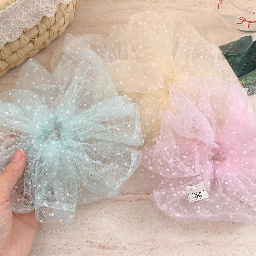 Gifty - Polka Dot Sheer Mesh Ponytail Scrunchie
