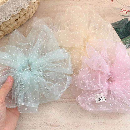 Gifty - Polka Dot Sheer Mesh Ponytail Scrunchie