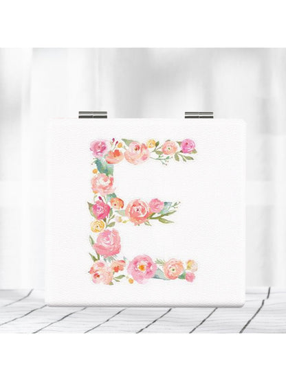 Mirroray - Elegant Floral Letter Print Compact Mirror