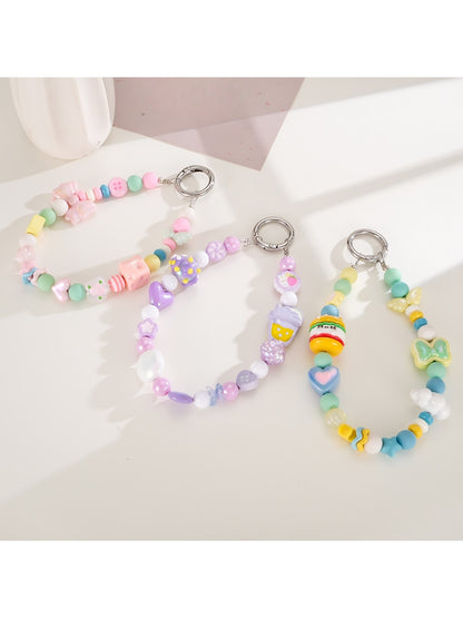 Keypus - Cartoon Acrylic Bow Star Beaded Phone Charm