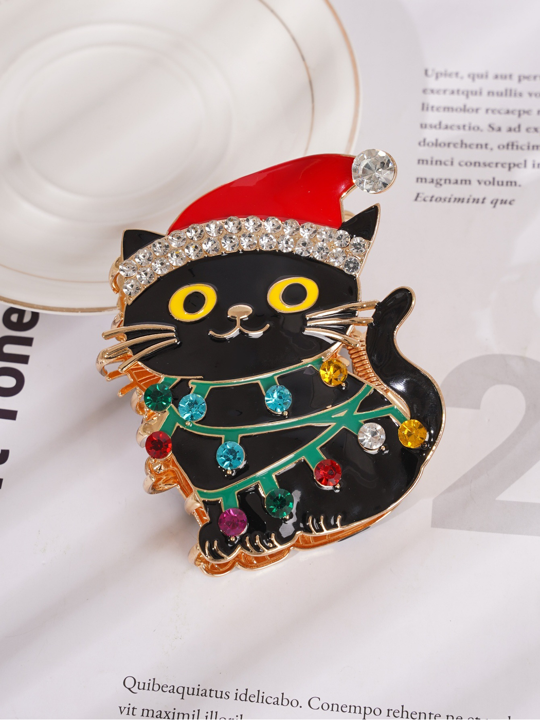 Beau - Black Cat Design Hair Claw Clip