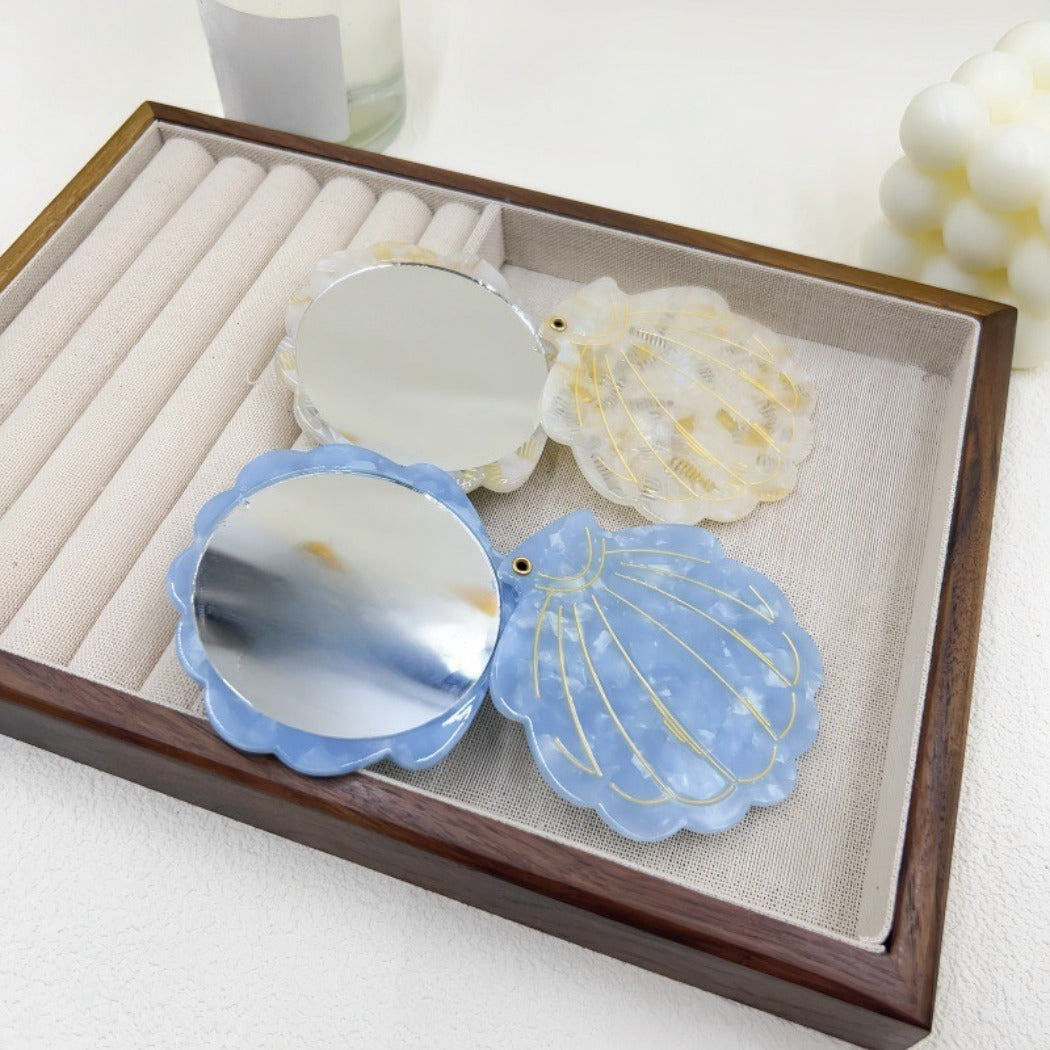 Mirroray - Shell-Shaped Mixed-Pattern Compact Mirror