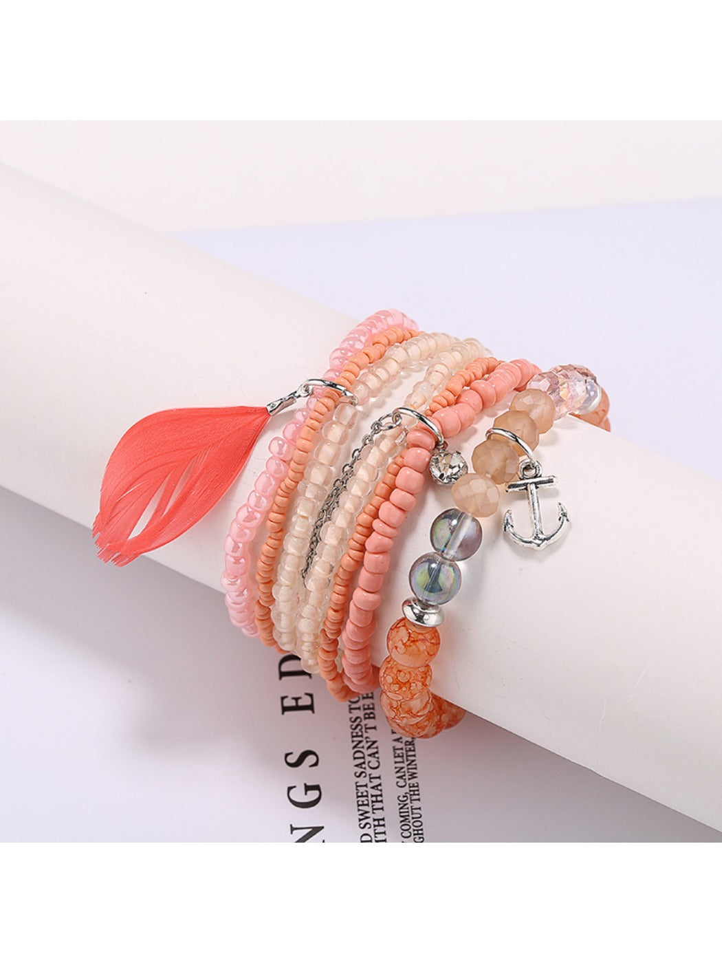 Lovra bracelet packaging with vintage chic beaded bracelet inside on soft fabric