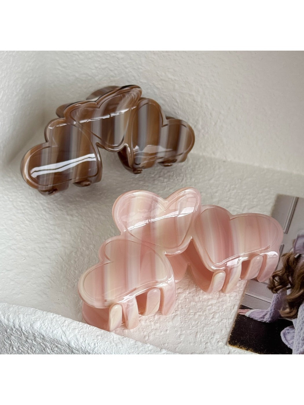 Beau - Love Heart and Stripes Hair Clip