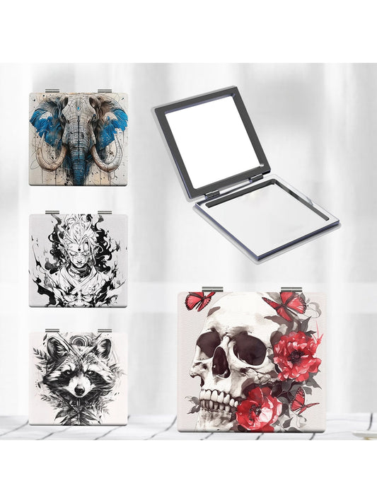 Mirroray - Gothic Skull Print Portable Folding Mirror