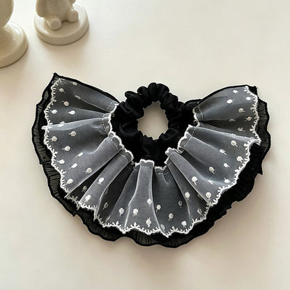 Gifty - Skirt Style Lace Look Polka Dot Scrunchie