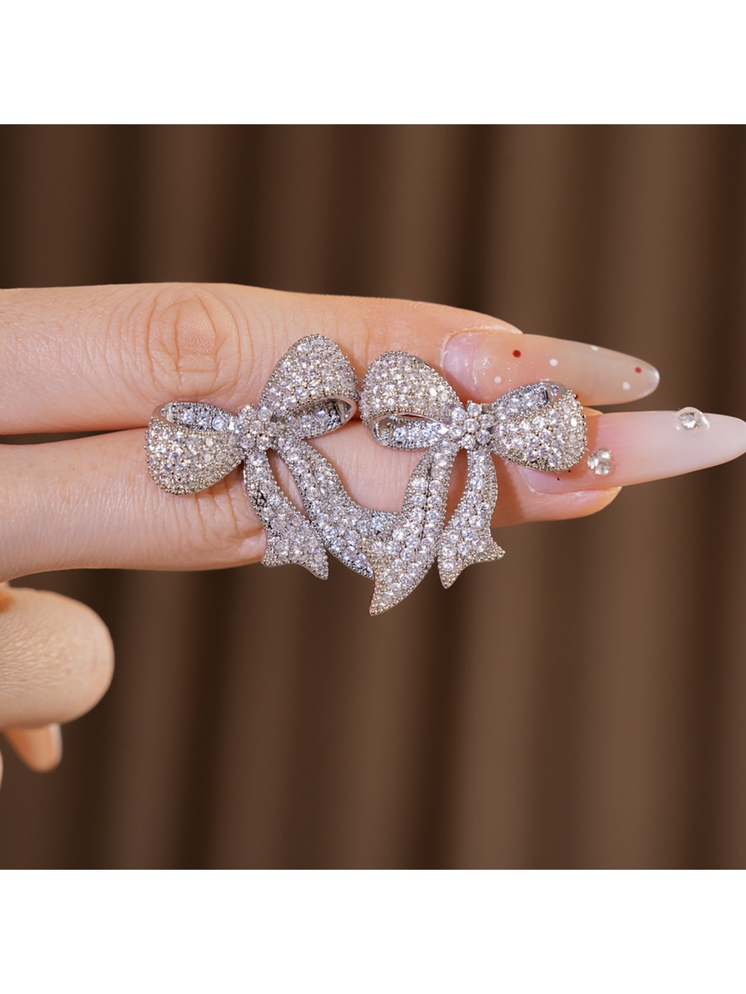 Earedge - Synthetic Zircon Bow Stud Earrings Pair