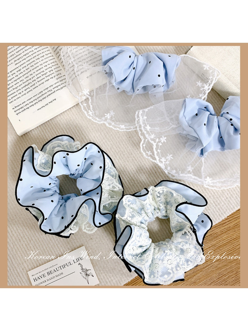 Gifty - Four-layer Hair Ring with Polked Lace