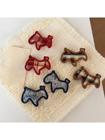 Beau - Plaid Pony-Shaped Side Hair Clip