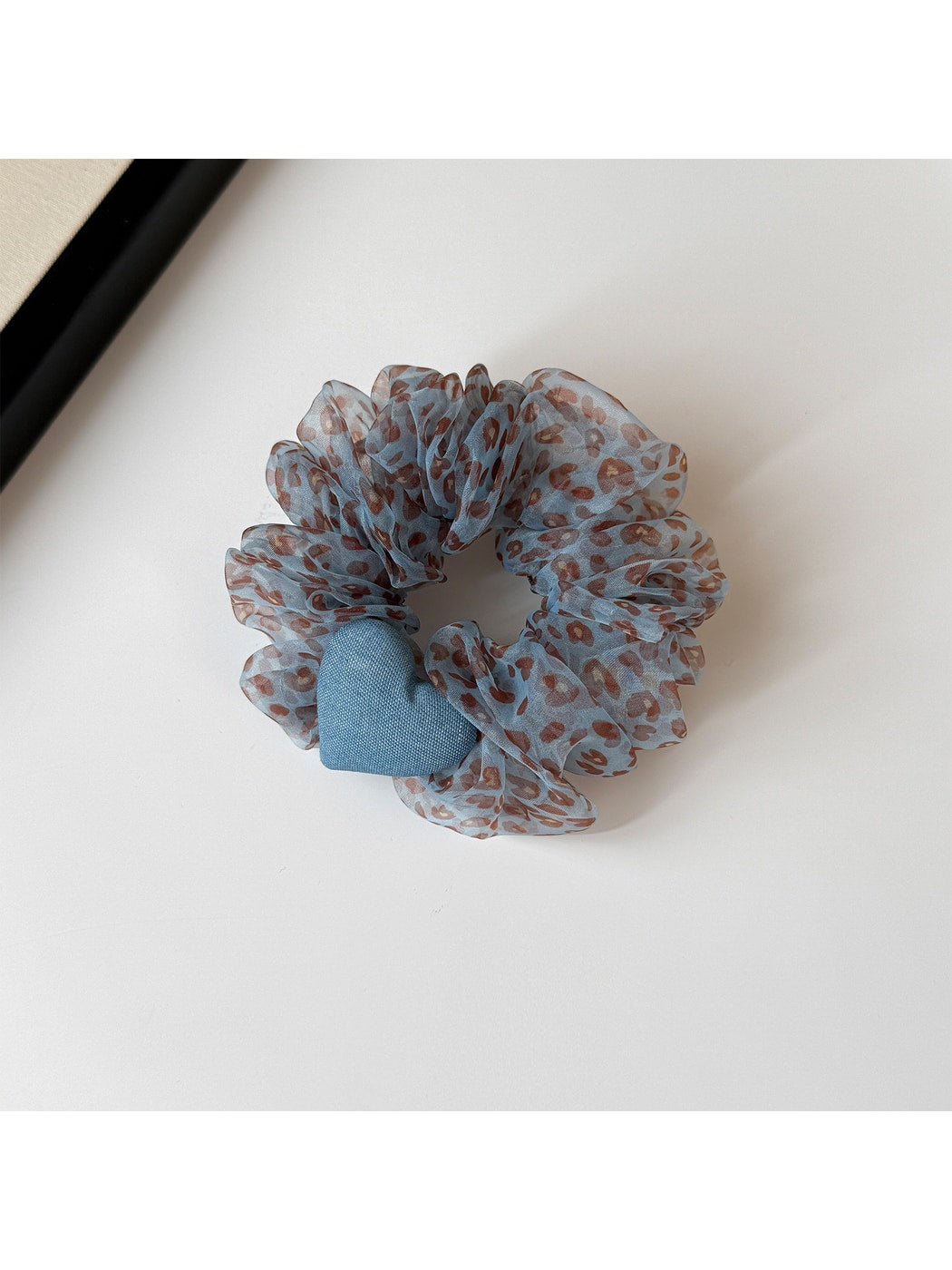 Gifty - Printed Polyester Mesh Ruffled Scrunchie
