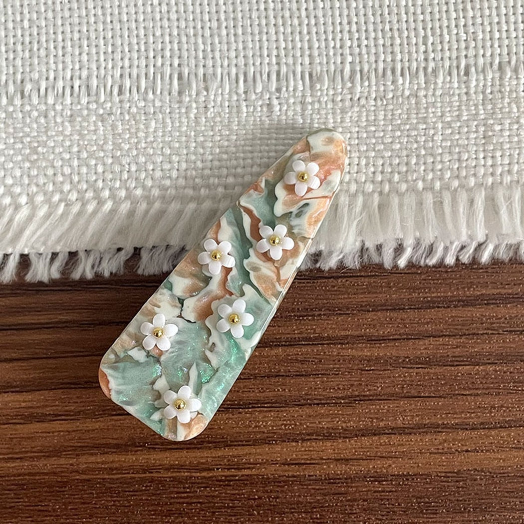 Beau - Pastel Floral Accent Triangle Side Barrette