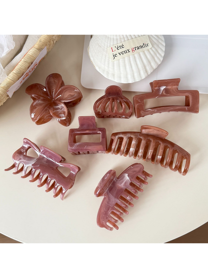 Beau - Glossy Marbled Retro Style Claw Clip