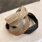 Side view of Gifty chic woven cross headband showing textured weave