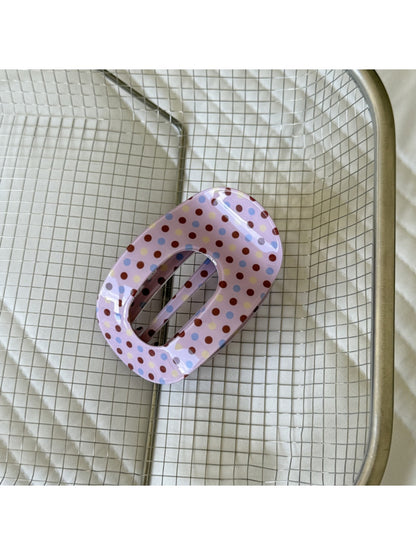 Beau - Vintage Style Printed Oval Acrylic Hair Clip