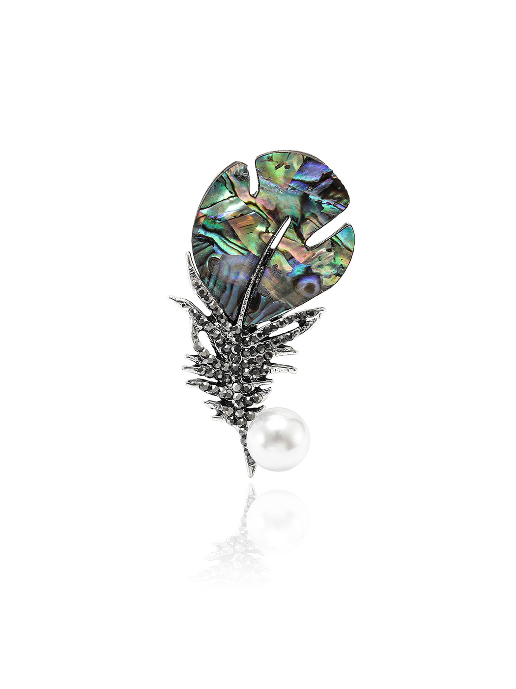 Brovia - Fashion Feather Accent Alloy Brooch Pin