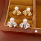 Earedge - Bow Stud Earrings with Round Accent Earrings