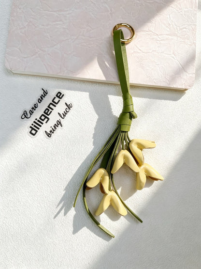 Keypus - Faux Leather Floral Bouquet Bag Charm Keychain