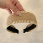 Side view of Gifty wide bohemian headband highlighting its width and fabric design