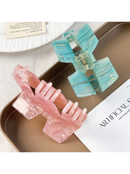 Beau - Glossy Marbled Acetate M Shape Claw Clip
