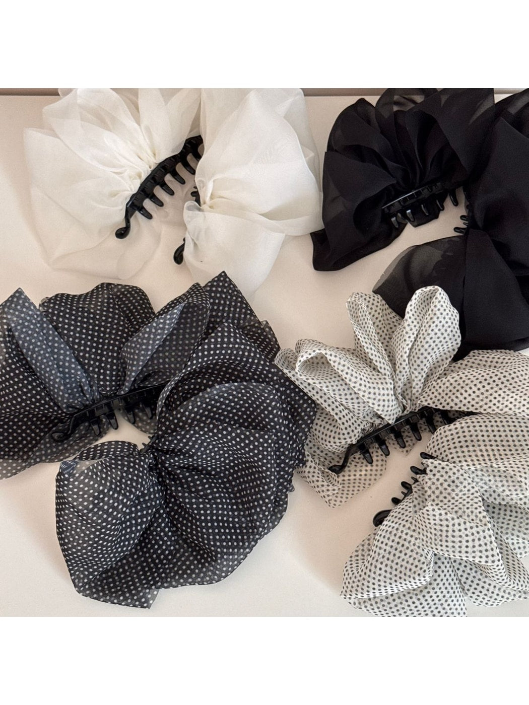 Beau - Polka Dot Ruffle Banana Clip Hair Accessory