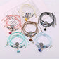 Close-up of Lovra small bead tassel alloy bracelet on a white background