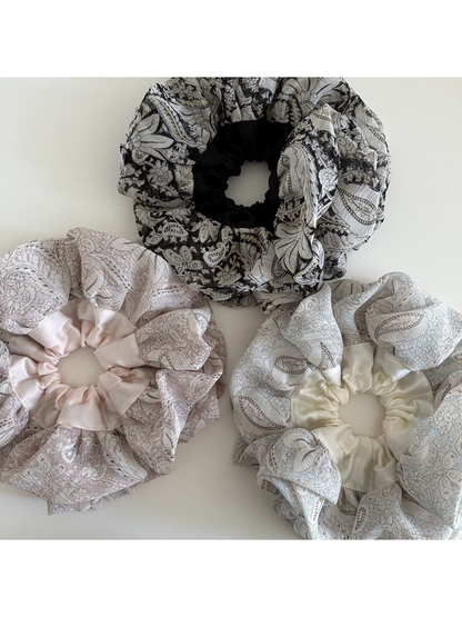 Gifty - Ruffled Layered Satin Spliced Hair Scrunchie