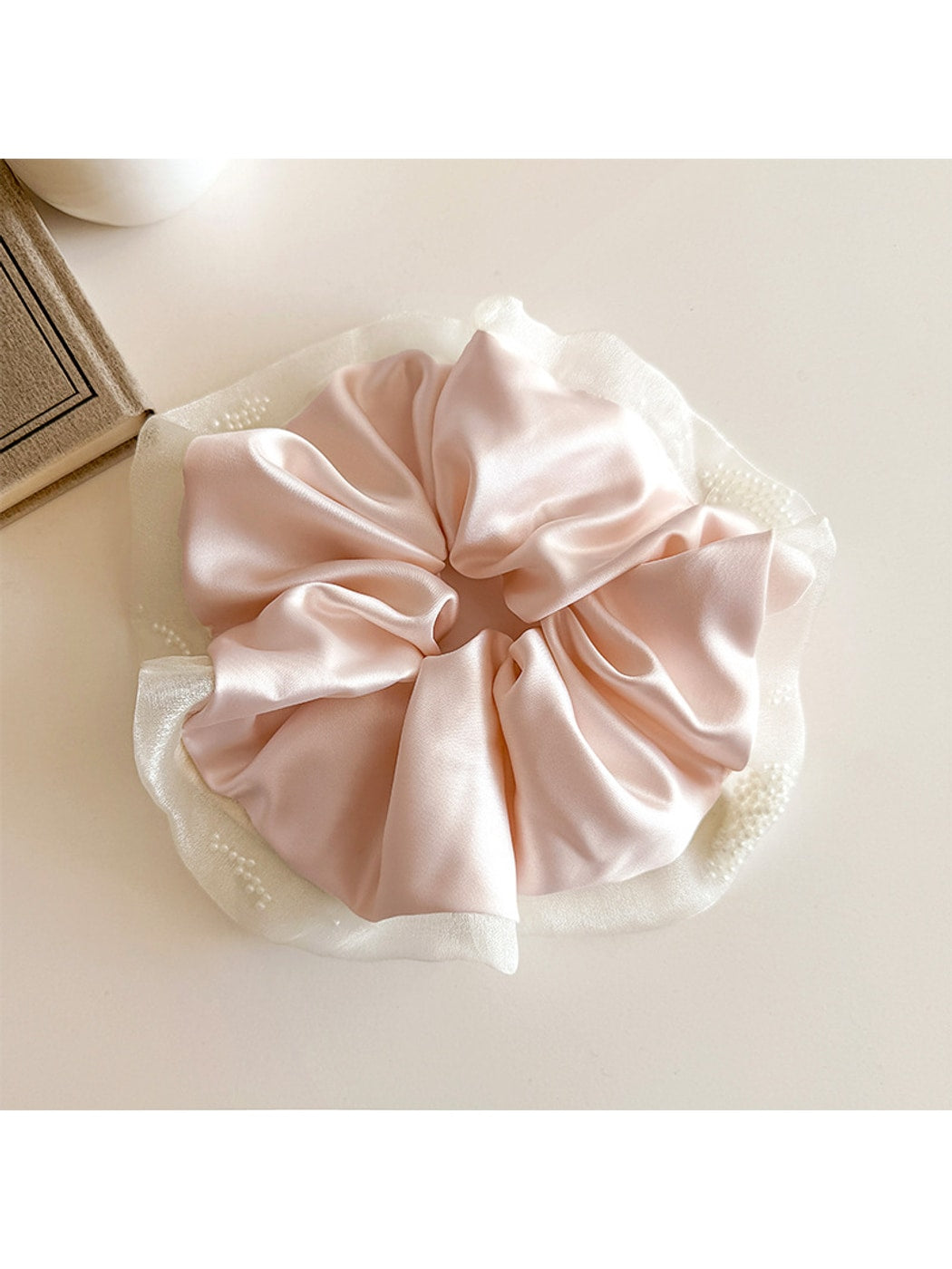 Gifty - Polyester Satin Finish Mesh Detail Scrunchie